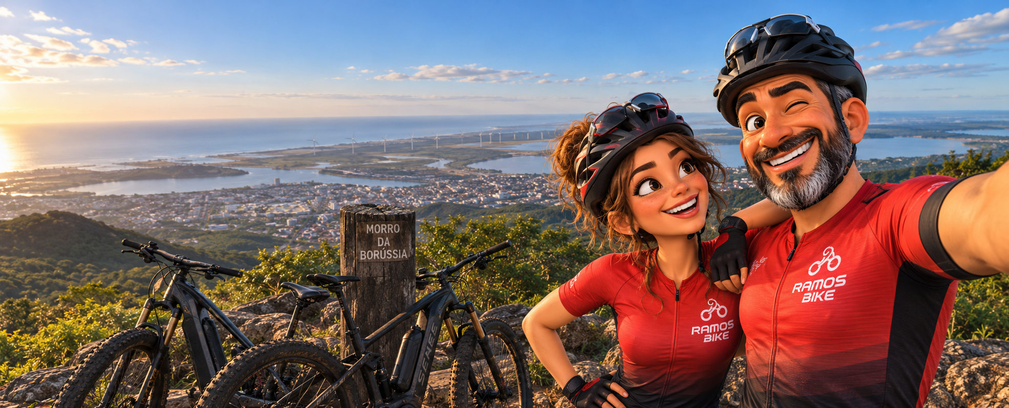 Ciclistas da Ramos Bike pedalando